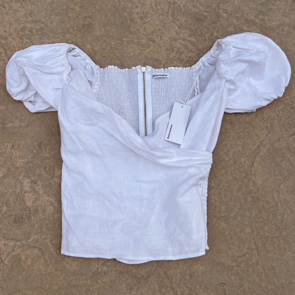 Reformation “Framboise Off the Shoulder Top” in Paper White - Picture 6 of 9